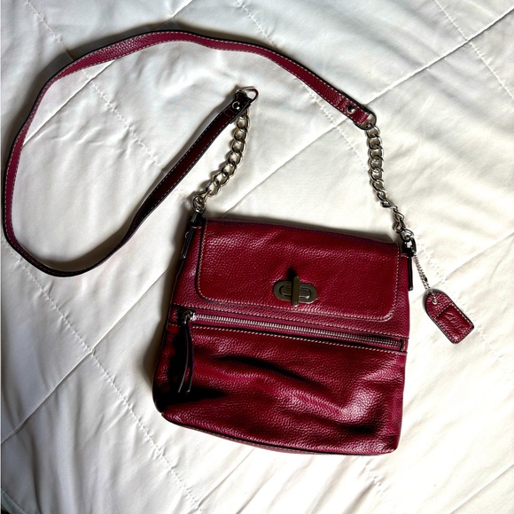 Clarks Handbags - Clarks Elegant Red Leather Shoulder Bag